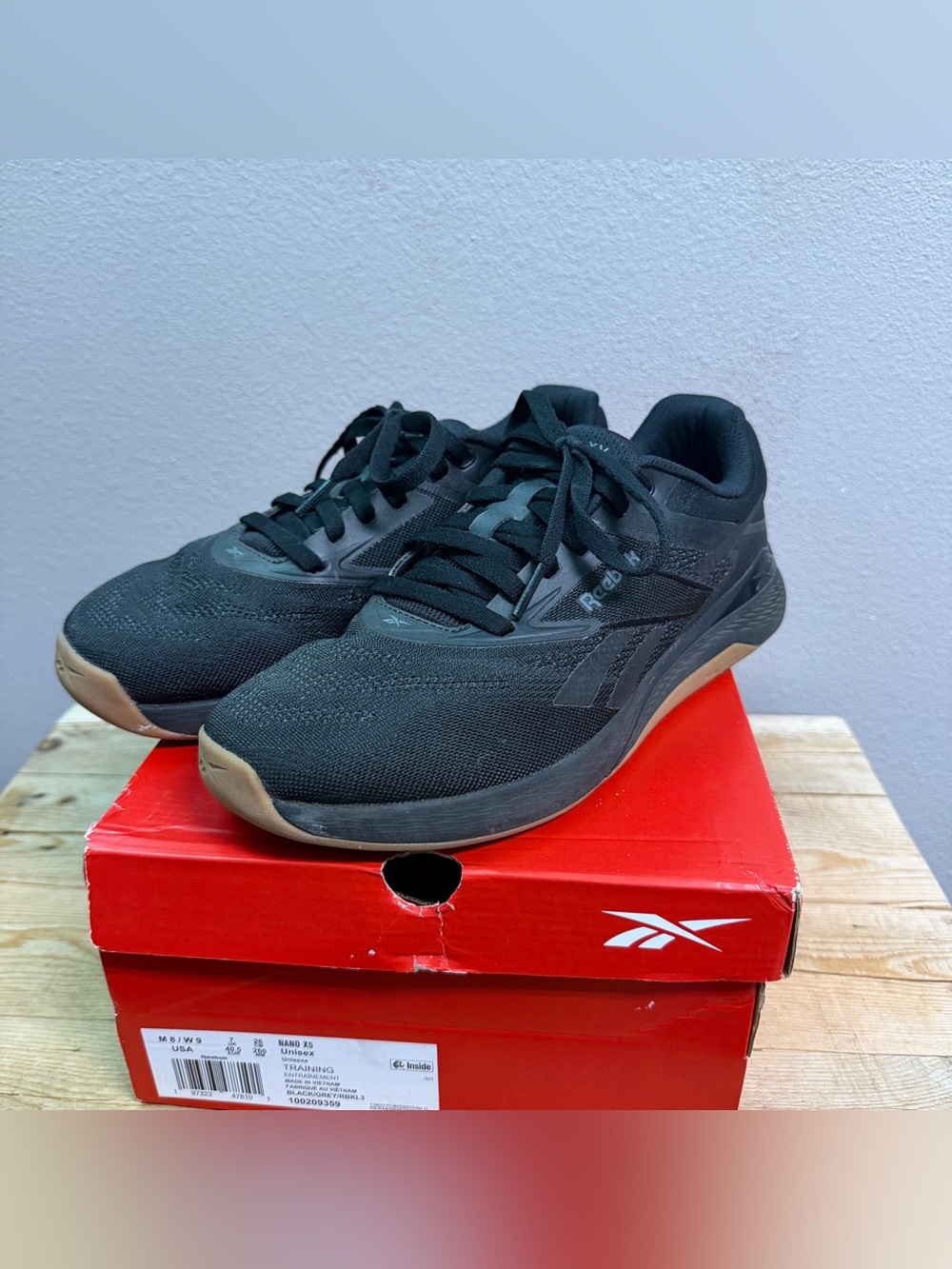 Reebok Men's Black Athletic Running Sneakers with Gum Soles XV Nano